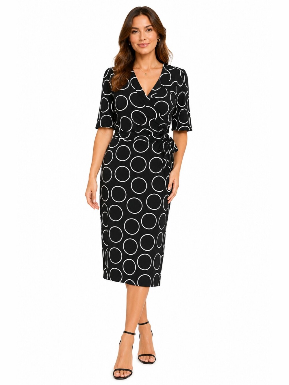Merona Black and White Circle Print Midi Dress